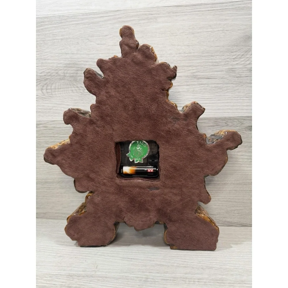 Handmade End Grain Wood Slice Resin Mantel Clock Folk Art Rustic
